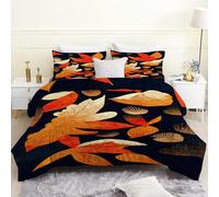 Leaf King Size Duvet 7.5 Tog - Plants Coverless Duvet King Size, Black Red Washable Quilt for All Seasons, Lightweight Soft Comforter for Teens Adults Bedroom Decor LN&179