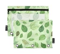 Leaf Language on Green Paper Rings Binder Pockets 3 Hole Pocket for Binder Folder with Binder Holes for Children Storage Container