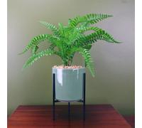 Leaf Large Artificial Fern Plant Realistic With Planter & Stand Botanik