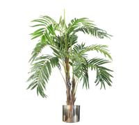 Leaf Large Artificial Palm Tree 120cm Luxury Silver Planter 4ft Realistic Design Botanik in Green Leaf Green
