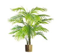 Leaf Artificial 130Cm Areca Palm Tree - Extra Large With Gold Metal Planter, Green