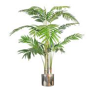 Leaf Design 120cm (4ft) Premium Artificial Areca Palm with Pot and Silver Metal Planter