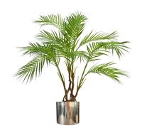 Leaf Large Artificial Palm Tree Natural Areca 90cm Silver Planter 3ft Realistic Botanik in Green Leaf Green