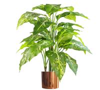 Leaf Large Artificial Plant Tree Copper Planter 100cm Natural Aglaonema Spotted Botanik in Green Leaf Green
