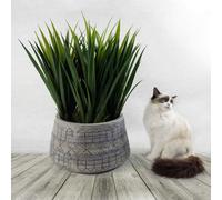 Leaf Large Composite Embossed Planter in Grey Leaf Grey