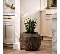 Leaf Large Planters Plant Pots Aztec Diamond Large Planter 27cm x 36cm Botanik in Dark Brown | Size: 27 cm x 36 cm Leaf Dark Brown 27 cm x 36 cm