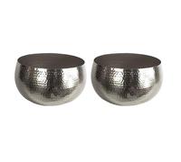 Leaf Large Straight Edge Hammered Metal Planter, Silver, 32cm x 20cm (Pack of 2)