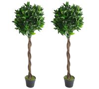 Leaf LEAF-7089-PAIR- Pair Stem Artificial Topiary Bay Laurel Ball Trees, Green Twist, 120cm (4ft)