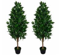 LeafDesign Artificial Topiary Bay Trees LEAF-7092-PAIR 120cm (4ft) Pyramid Cones Extra Large Green