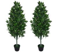 Leaf LEAF-7092-PAIR Pair of 120cm (4ft) Artificial Topiary Bay Trees Pyramid Extra Large, Green Cone