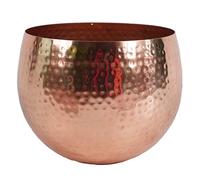 Leaf LEAF-7302 Large Metal Planter Hammered Copper Colour-Straight Edge, 22cm x 18cm