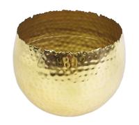 Leaf LEAF-7307 Large Metal Planter 22 x 17cm Hammered Gold Colour-Curvy Edge