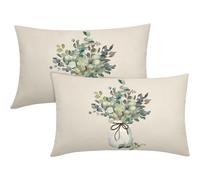 Leaf Lumbar Pillow Cover Sage Green 12x20" Set of 2