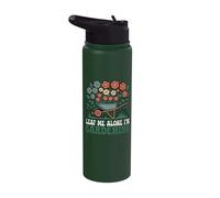 Leaf Me Alone I'm Gardening Funny Gardener Stainless Steel Insulated Water Bottle