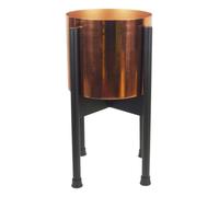 Leaf Medium Black Stand with Copper Planter 38.5cm x 18cm in Dark Brown | Size: 38.5 cm x 18 cm Leaf Dark Brown 38.5 cm x 18 cm
