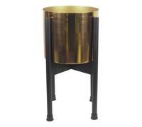 Leaf Medium Black Stand with Gold Planter 38.5cm x 18cm | Size: 38.5 cm x 18 cm Leaf Gold 38.5 cm x 18 cm