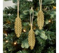 Leaf Metal Hanging Decoration Set, Set Of 3 - Gold