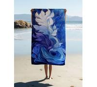 Leaf Microfiber Beach Towel for Adult 150 x 75 cm, Lightweight Microfibre Towel Blue Pattern With Bag, Sand Free Absorbent Quick Dry for Pool Yoga Gym Camping Beach Accessories Vacation Gifts LQT-R6