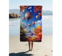 Leaf Microfiber Beach Towel for Adult 160x80cm, Lightweight Microfibre Towel Hot Air Balloon Pattern With Bag, Sand Free Absorbent Quick Dry for Pool Yoga Gym Camping Beach Accessories Vacation TI5-38