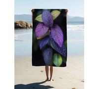 Leaf Microfibre Beach Towel 160x80cm 1 Pack, Large Beach Towels for Adults Purple Pattern with Waterproof Storage Bag Quick Dry Sand Free Lightweigh for Travel Pool Holiday Camping Yoga Gym 971-2T