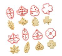 Leaf mold - kitchen mold stamp set 8 pieces | soft clay pressable pastry design tool, for the baking