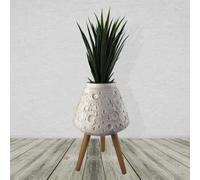 Leaf Moon White Planter With Stand (Plant Not Included)