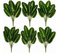 Leaf Multipack Artificial Dieffenbachia Caladium Style Stem Plant Large Faux Green Foliage Arrangement