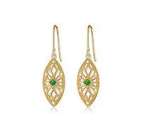 Leaf Natural Emerald White Shell Zircon Earrings Vintage Cutout Women'S Earrings