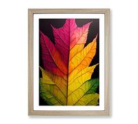 Leaf Of Colour Framed Print | A3 Oak Framed Wall Art | Ready to Hang | Modern Floral Picture | Living Room Bedroom Lounge Office