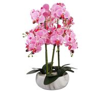 Leaf Orchid Artificial Pink Marble Effect Ceramic Planter Botanik in Green Leaf Green