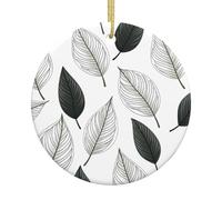 Leaf outline Printing Round Ceramic Ornaments - Christmas Tree Decorations, Adding Warmth and Sparkle to Holiday Parties