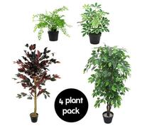 Leaf Pack Of 4 Mixed Artificial Plants And Trees