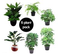 Leaf Pack of 6 Artificial Foliage Plants in Green Leaf Green