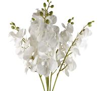 Leaf Pack of 6 x 100cm Artificial Phalaenopsis Orchid White Stem | Size: 6 x 100 cm Leaf White 6 x 100 cm