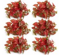 Leaf Pack of 6 x 30cm Artificial Trailing Red Caladium Premium | Size: 6 x 30 cm Leaf Red 6 x 30 cm