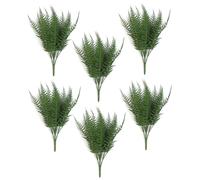 Leaf Pack of 6 x 35cm Fire Resistant Artificial Fern Stem - 35cm - 35cm - Green