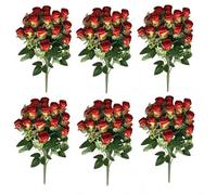 Leaf Pack Of 6 X 52Cm Artificial Red Rose Bunch