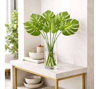 Leaf Pack of 6 x 55cm Single Artificial Monstera Premium in Green | Size: 6 x 55 cm Leaf Green 6 x 55 cm