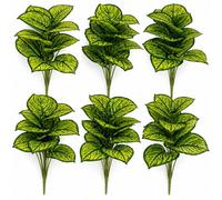 Leaf Pack Of 6 X 60Cm Artificial Caladium Stem Plant Bright Green Foliage