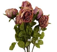 Pack of 6 x 70cm Artificial Dark Pink Rose Leaf Pink One Size