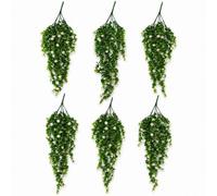 Leaf Pack Of 6 X 70Cm Artificial Green White Hanging Plant Faux Foliage