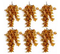 Leaf Pack Of 6 X 70Cm Artificial Trailing Grape Ivy Plant Faux Hanging Foliage - Yellow
