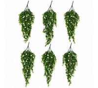 Leaf Pack Of 6 X 70Cm Artificial Trailing Green & White Flowering Hanging Plant Faux Foliage