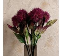 Leaf Pack Of 6 X 70Cm Globe Thistle Purple Ball Artificial Flower Stem