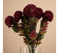 Leaf Pack Of 6 X 70Cm Large Ball Dahlia Artificial Flower Stem Pink