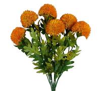 Leaf Pack Of 6 X 70Cm Large Ball Dahlia Artificial Flower Stem Yellow
