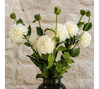 Leaf Pack Of 6 X 75Cm Artificial Dahlia Pompom Flower Stem Cream