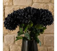 Leaf Pack of 6 x 75cm Artificial Extra Reflex Chrysanthemum Black | Size: 6 x 75 cm Leaf Black 6 x 75 cm