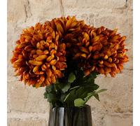 Leaf Pack of 6 x 75cm Artificial Extra Reflex Chrysanthemum Orange | Size: 6 x 75 cm Leaf Orange 6 x 75 cm
