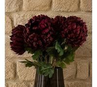 Leaf Pack Of 6 X 75Cm Extra Large Reflex Chrysanthemum - Red